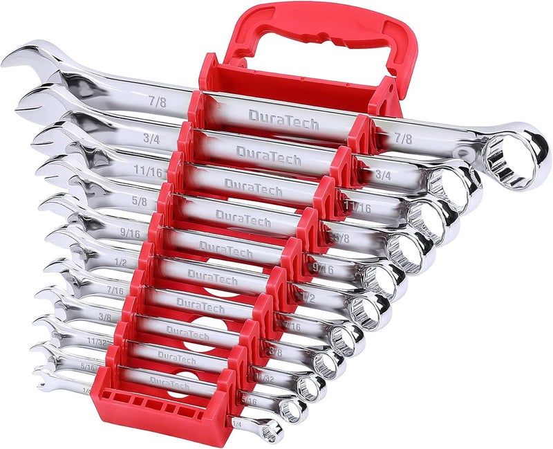 DURATECH Combination Wrench Set, SAE, 11-Piece, 1/4'' to 7/8'', 12-Point, CR-V Steel, Organized in Wrench Holder - Image 1